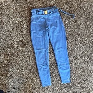 Blue High-Waisted Bombshell Leggings with Belt